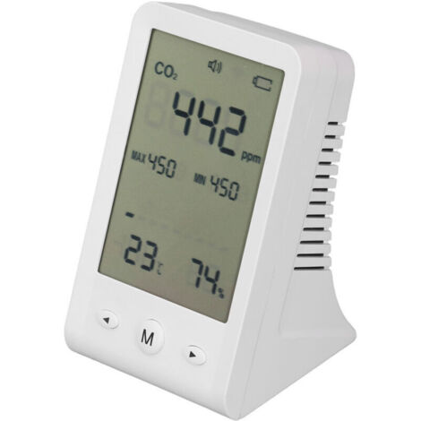 Moniteur CO2 Thermomètre Hygromètre haute précision, détecteur CO2 de bureau, compteur qualité d’air intérieur avec alarme,de DEBUNS