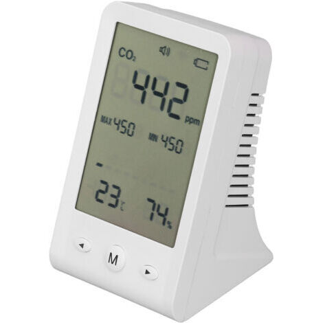 Moniteur CO2 Thermomètre Hygromètre haute précision, détecteur CO2 de bureau, compteur qualité d’air intérieur avec alarme,de dyk.Trywise