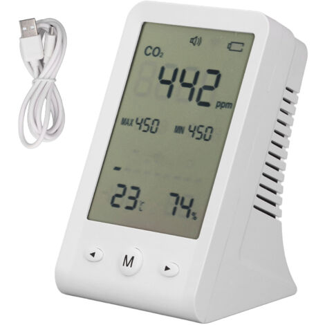 Moniteur de CO2, thermomètre et hygromètre, détecteur de bureau de haute précision, compteur de qualité de l'air intérieur avec alarme