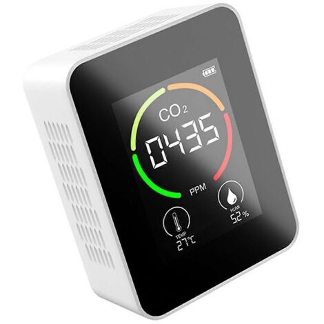Moniteur de CO2, thermomètre et hygromètre portable 3 en 1, blanc