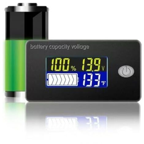Moniteur de Compteur Batterie 10-100V Testeur Numérique Capacité Indicateur Voiturette avec Affichage De La Température -