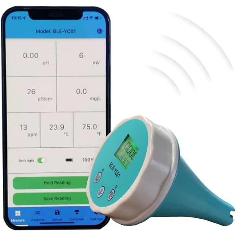 Moniteur de Piscine Bluetooth 6 en 1 Smart Water Quality Testeur Numérique Température Chlore pH EC TDS ORP pour Piscine Aquarium Laboratoire
