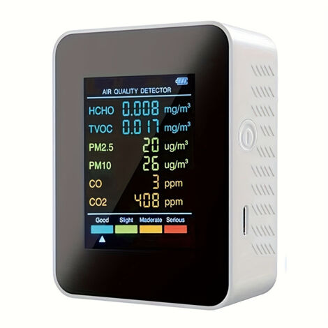 Moniteur de pollution de l'air, capteur infrarouge intérieur 6 en 1, détecteur de poussières micrométriques PM2,5/PM10/PM1,0, pour la maison