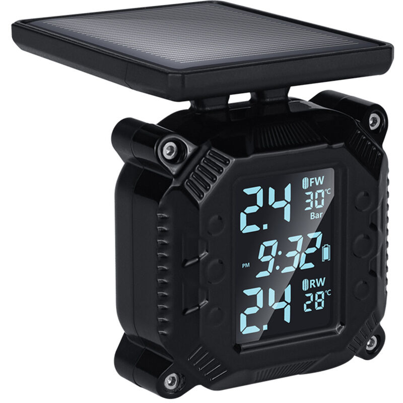 Lifcausal - Moniteur de pression des pneus sans fil solaire Détecteur de pression des pneus de moto Système de surveillance Détecteur tpms avec 2