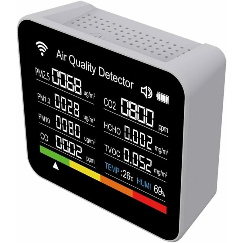 Moniteur de qualité de l'air 15 en 1, testeur de température/humidité CO2, testeur de dioxyde de carbone TVOC HCHO testeur PM1.0/PM2.5/PM10 avec