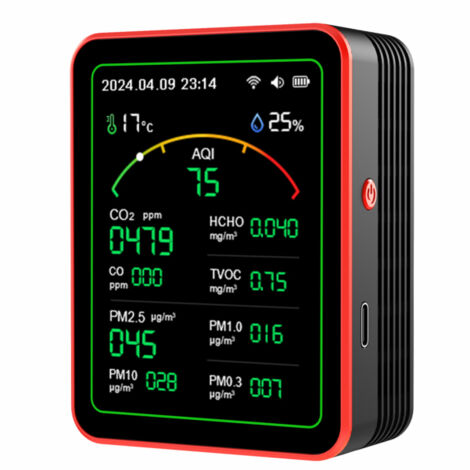 Moniteur de qualité de l'air 15 en 1, testeur intelligent de qualité de l'air avec CO/CO2/HCHO/TVOC/AQI/PM0.3/PM1.0/PM2.5/PM10/