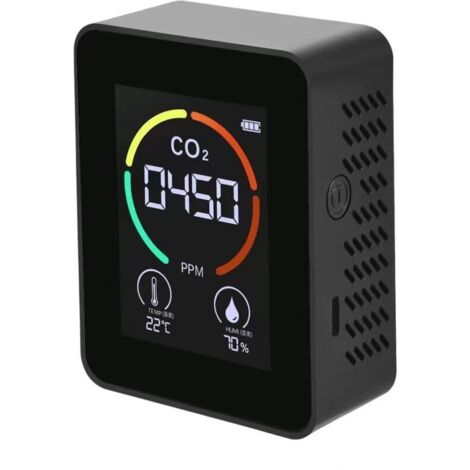 Moniteur de qualité de l'Air 3 en 1, Détecteur de CO2, Moniteur de Dioxyde de Carbone, Température, Humidité - USB - pour Maison, Bureau, Salle de Sport, Voiture