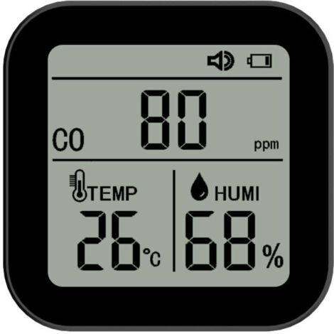 Moniteur de qualité de l'air 3 en 1, détecteur haute précision de CO (monoxyde de carbone), température et humidité avec fonction alarme pour maison, bureau, voiture,de DEBUNS