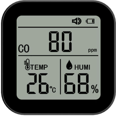Moniteur de qualité de l'air 3 en 1, détecteur haute précision de CO (monoxyde de carbone), température et humidité avec fonction alarme pour maison, bureau, voiture,de DEBUNS