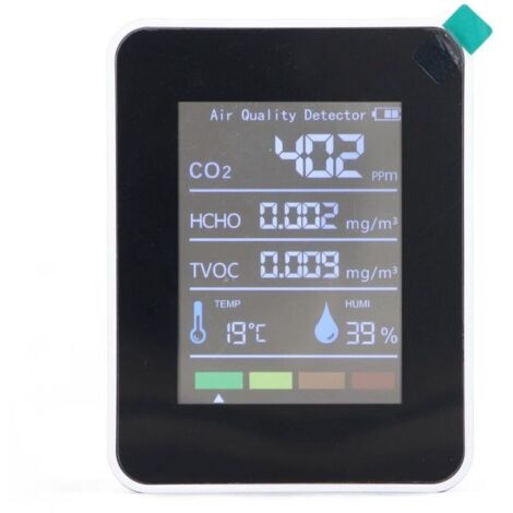 Moniteur de qualité de l'air 5 en 1, détecteur CO2 TVOC HCHO température humidité, testeur avec écran LCD,de DEBUNS