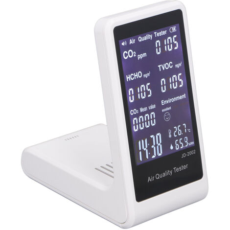 Moniteur de qualité de l'air 7 en 1, affichage numérique, alarme automatique, détecteur de bureau pour la maison et l'intérieur