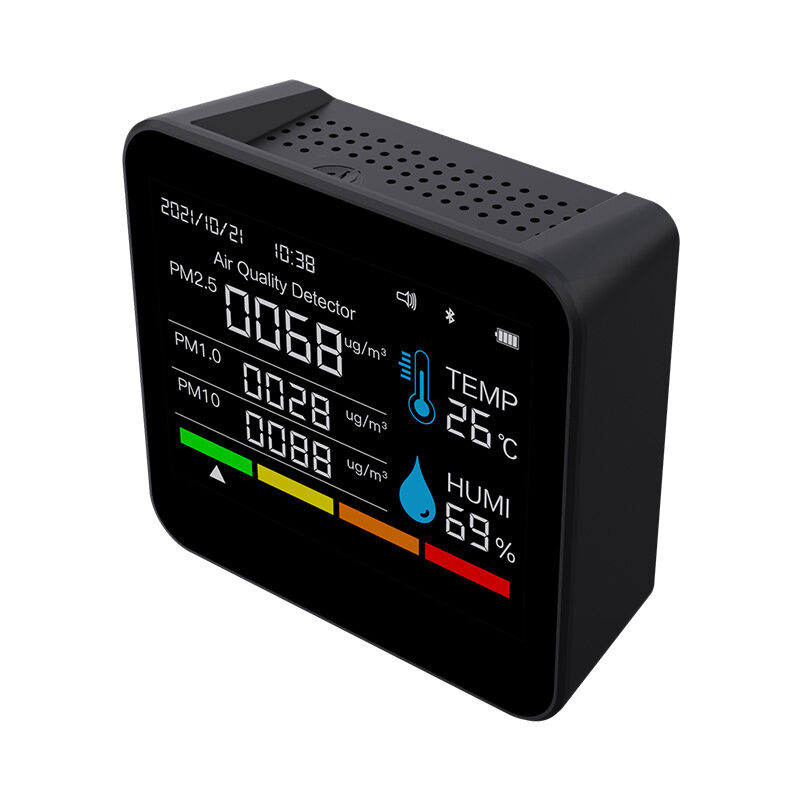 Lifcausal - Moniteur de qualité de l'air bt 9 en 1, détecteur de CO2, détecteur de dioxyde de carbone, heure/date, CO2, tvoc, hcho, PM2,5, PM1,0,