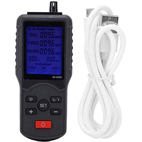 Moniteur de Qualité de l'Air CO2 TVOC Détecteur de Température et d'Humidité Équipement de Test Industriel Compteur Professionnel pour Intérieur et Extérieur