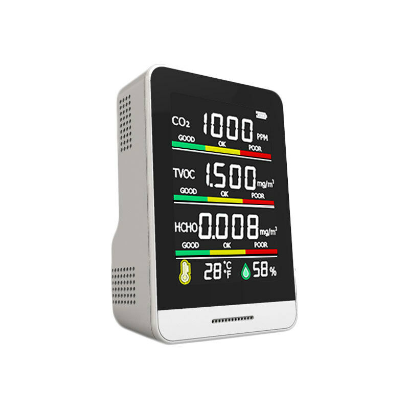 Csparkv - Moniteur de qualité de l'air, détecteur de dioxyde de Carbone CO2 hcho tvoc 5 en 1, analyseur de gaz d'humidité de la température, Charge