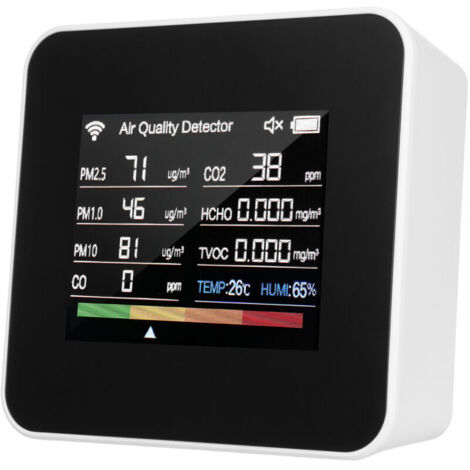 Moniteur de qualité de l’air intérieur 14 en 1 Tuya WiFi, détecteur CO₂, CO, TVOC, HCHO, température, humidité, PM2.5, PM1.0, PM10, écran couleur TFT 2,8 pouces, contrôle via application mobile, alarm