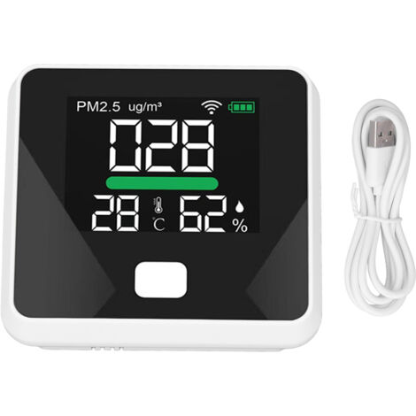 Moniteur de qualité de l'air WIFI, écran couleur LCD, 1000mAh, USB PM2.5, testeur de température et d'humidité, thermomètre