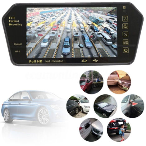 Moniteur De Rétroviseur 7'' Bluetooth Usb Sd Tft Mp5 Caméra De Voiture