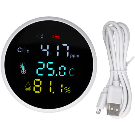 Moniteur de température et d'humidité CO2, 400 à 5000 ppm, surveillance en temps réel, détecteur Portable de haute précision avec alarme