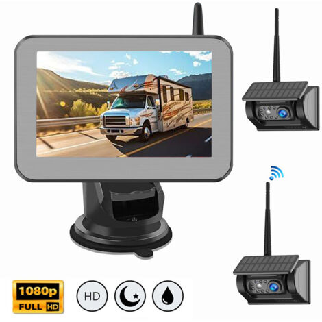 Moniteur HD 5/7" avec caméra de recul grand angle IR étanche IP69 vision nocturne pour camion Style 2 Deux caméras de recul