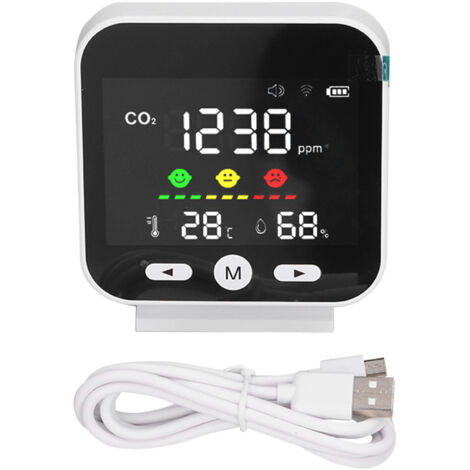 Moniteur intelligent blanc de qualité de l'air, écran LCD, WIFI, détecteur de température et d'humidité de CO2, pour Tuya