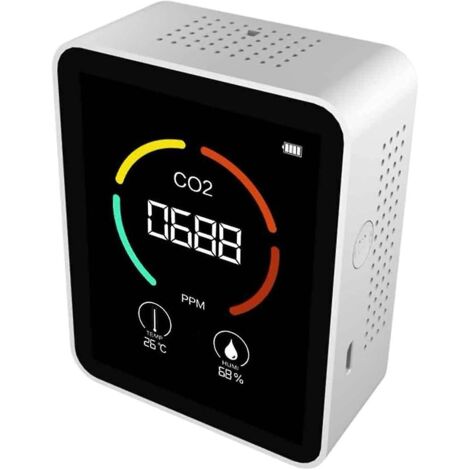 Moniteur intelligent de qualité de l'air avec surveillance du CO2 et connectivité mobile, fonction d'alarme à déclenchement instantané et affichage