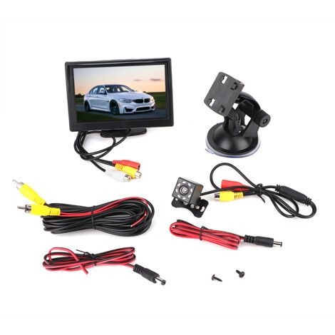 Moniteur LCD TFT 5 pouces pour voiture, entrée vidéo 2 canaux, caméra étanche à vision nocturne 8 LED