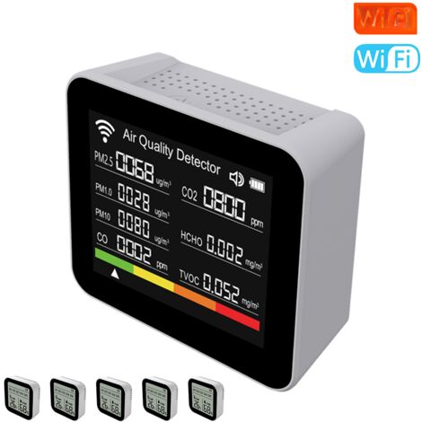 Moniteur qualité air Tuya 20-en-1, détecte CO2 TVOC HCHO PM2.5/1/10 température humidité, alarme, contrôle appli, pour maison bureau
