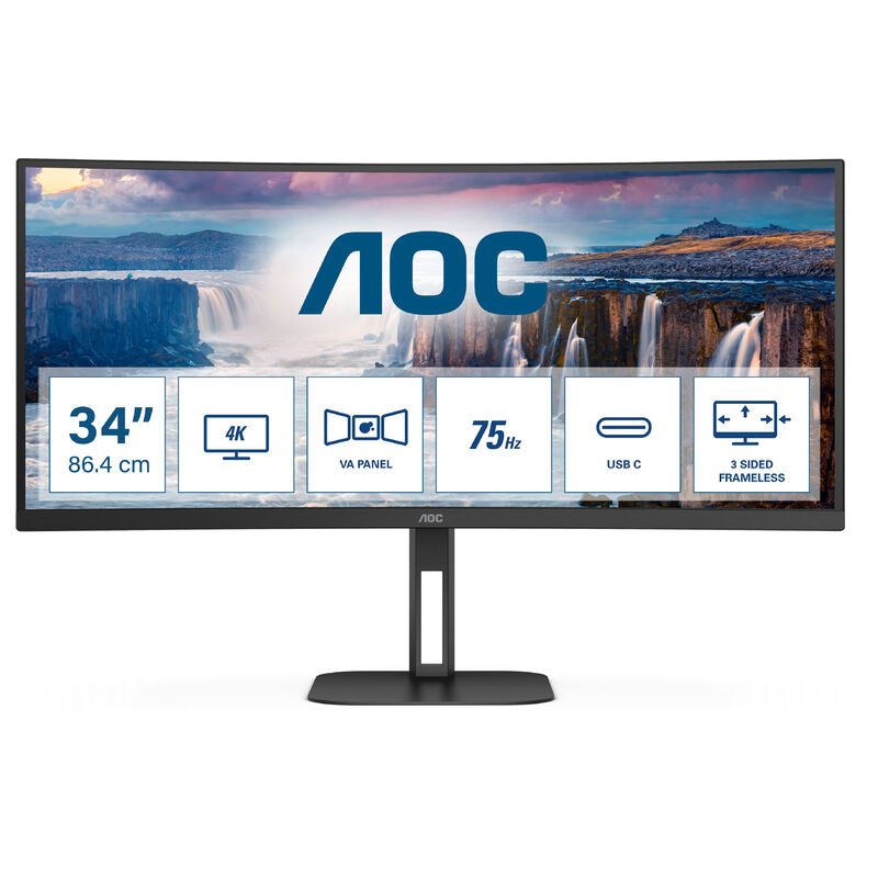 Image of Monitor V5 CU34V5C 86,4 cm (34") 3440 x 1440 Pixel Wide Quad hd led Nero - AOC