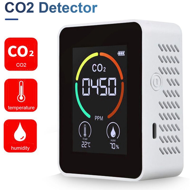 

Detectores de gas, Monitor de calidad del aire, detector de dioxido de carbono, sensor de temperatura y humedad,Negro