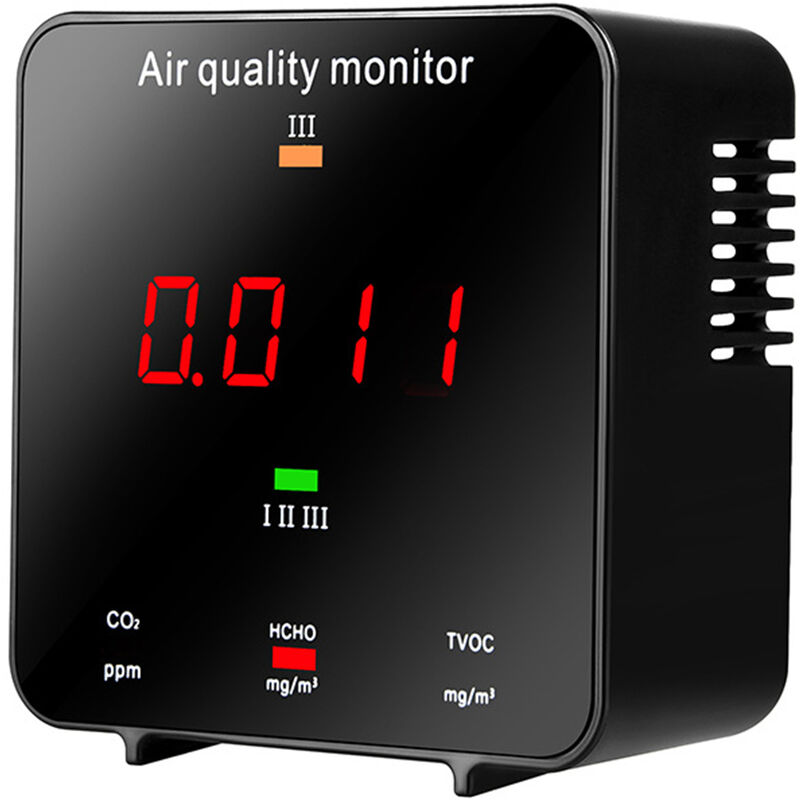 

Monitor de calidad del aire para CO2 HCHO TVOC AQI Detector de sensor electroquimico profesional Pantalla LED recargable portatil en tiempo real