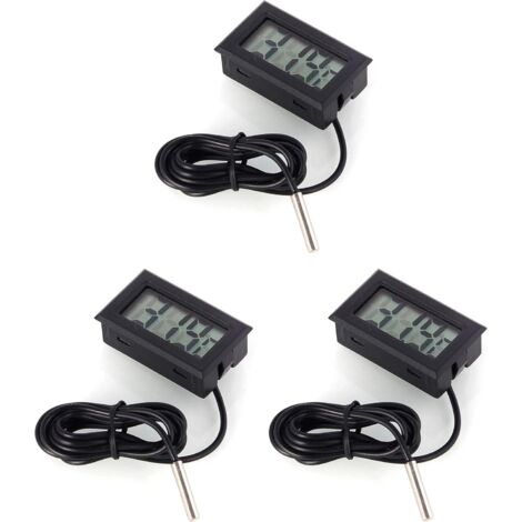 Monitor de Temperatura Digital LCD Termómetro con sonda Externa para el refrigerador y congelador Acuario -Black