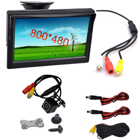Monitor de vista trasera de coche, pantalla LCD TFT de 5 pulgadas con visión nocturna, cámara de visión trasera con Monitor para vehículo,YELLOW