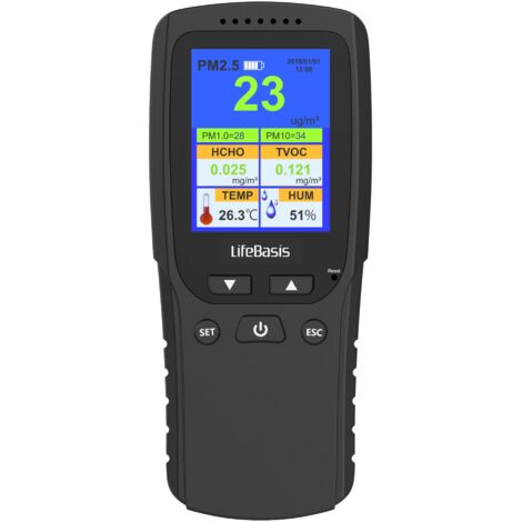Monitor della qualità dell'aria interna 8 in 1, PM2.5, PM1.0, PM10, HCHO, TVOC, AQI, rilevatore di temperatura e umidità per casa, ufficio, palestra e auto