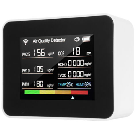 Monitor di qualità dell'aria Tuya WiFi 13 in 1: rileva CO₂, TVOC, HCHO, PM2.5, PM1.0, PM10, umidità e temperatura, ora, data