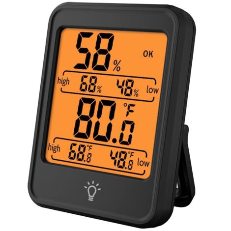 Monitor di temperatura e umidità per interni, retroilluminato, igrometro wireless, termometro, stazione meteorologica, monitor di temperatura digitale elettronico per soggiorno, magazzino, cameretta p
