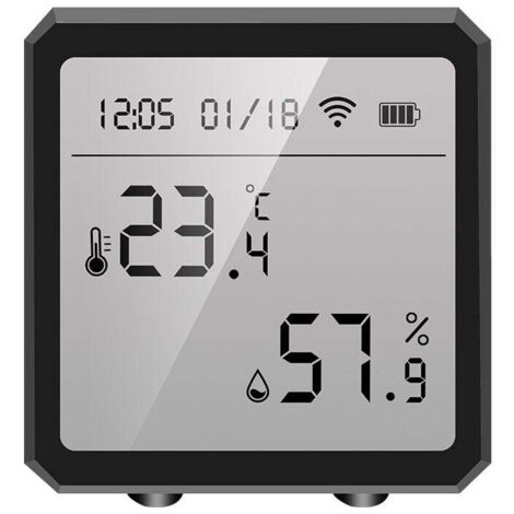 Monitor di temperatura e umidità Tuya con sensore intelligente, igrometro per interni con display LCD e allarme di notifica (nero)