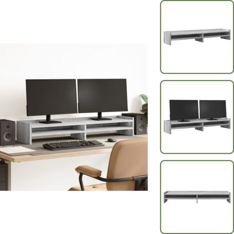 Monitor doppio - vidaXL Supporto Monitor Grigio Sonoma 100x24x16 cm Legno Multistrato - Supporto per monitor doppio