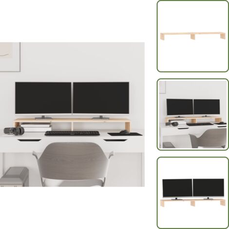 Monitor in legno - vidaXL Supporto per Monitor 100x27x10 cm in Legno Massello di Pino - Supporto per computer