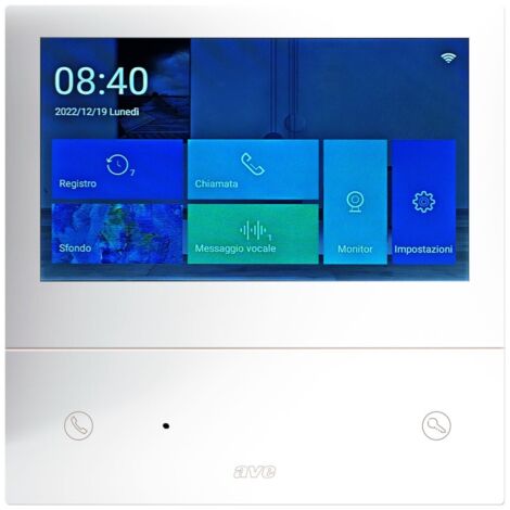 Monitor interno LCD Touch screen da 7" 2 fili Bianco AVE VI2F-PIT7WF