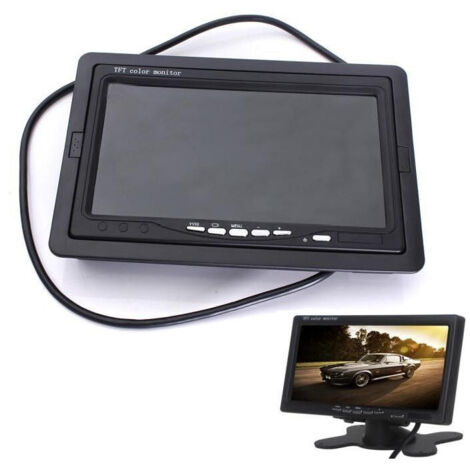 Monitor Lcd 7'' Pollici 2 Ingressi Video Tft Poggiatesta Auto Retromarcia Staffa