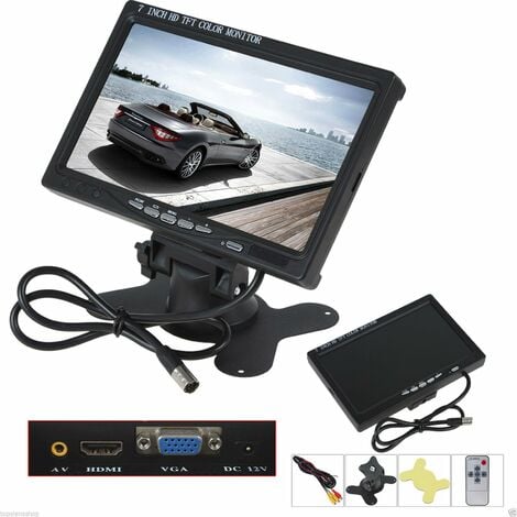 MONITOR LCD DIGITALE 7 TFT VIDEOSORVEGLIANZA AV VGA 2 CANALI HDMI