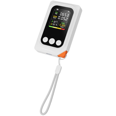 Monitor portátil de calidad del aire 5 en 1: detector de CO₂, HCHO y TVOC, indicador de temperatura y humedad, batería recargable por USB de 1000 mAh, para el hogar y la oficina.