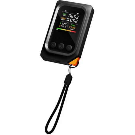 Monitor portátil de calidad del aire 5 en 1: detector de CO₂, HCHO y TVOC, indicador de temperatura y humedad, batería recargable por USB de 1000 mAh, para el hogar y la oficina.