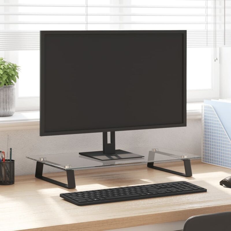 Vidaxl - Monitor Stand Black 60x35x8 cm Tempered Glass and Metal