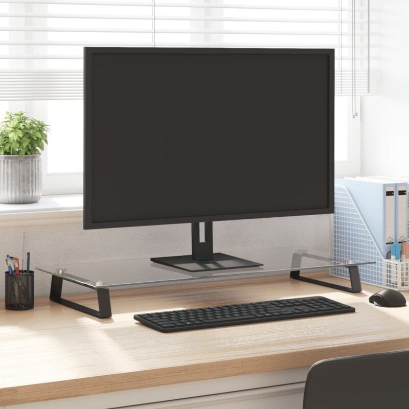 Vidaxl - Monitor Stand Black 80x35x8 cm Tempered Glass and Metal