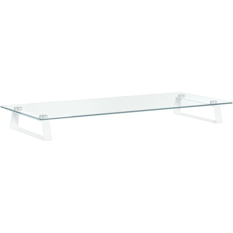 Monitor Stand White 80x35x8 cm Tempered Glass and Metal vidaXL