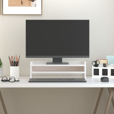 Monitor Stand White 50x24x16 cm Solid Wood Pine vidaXL