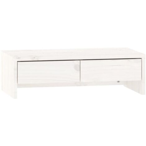 Monitor Stand White 50x27x15 cm Solid Wood Pine vidaXL
