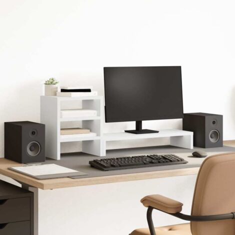 Monitor Stand with Desk Organiser White Engineered Wood vidaXL