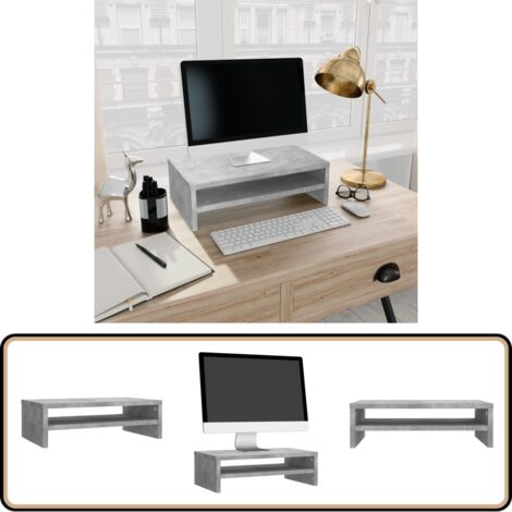 Monitorständer Betongrau 42x24x13 cm Holzwerkstoff - Monitorständer - TV-Stand - Schreibtischhalterung - Holzwerkstoff Möbel - Grauer Monitorstandfuß